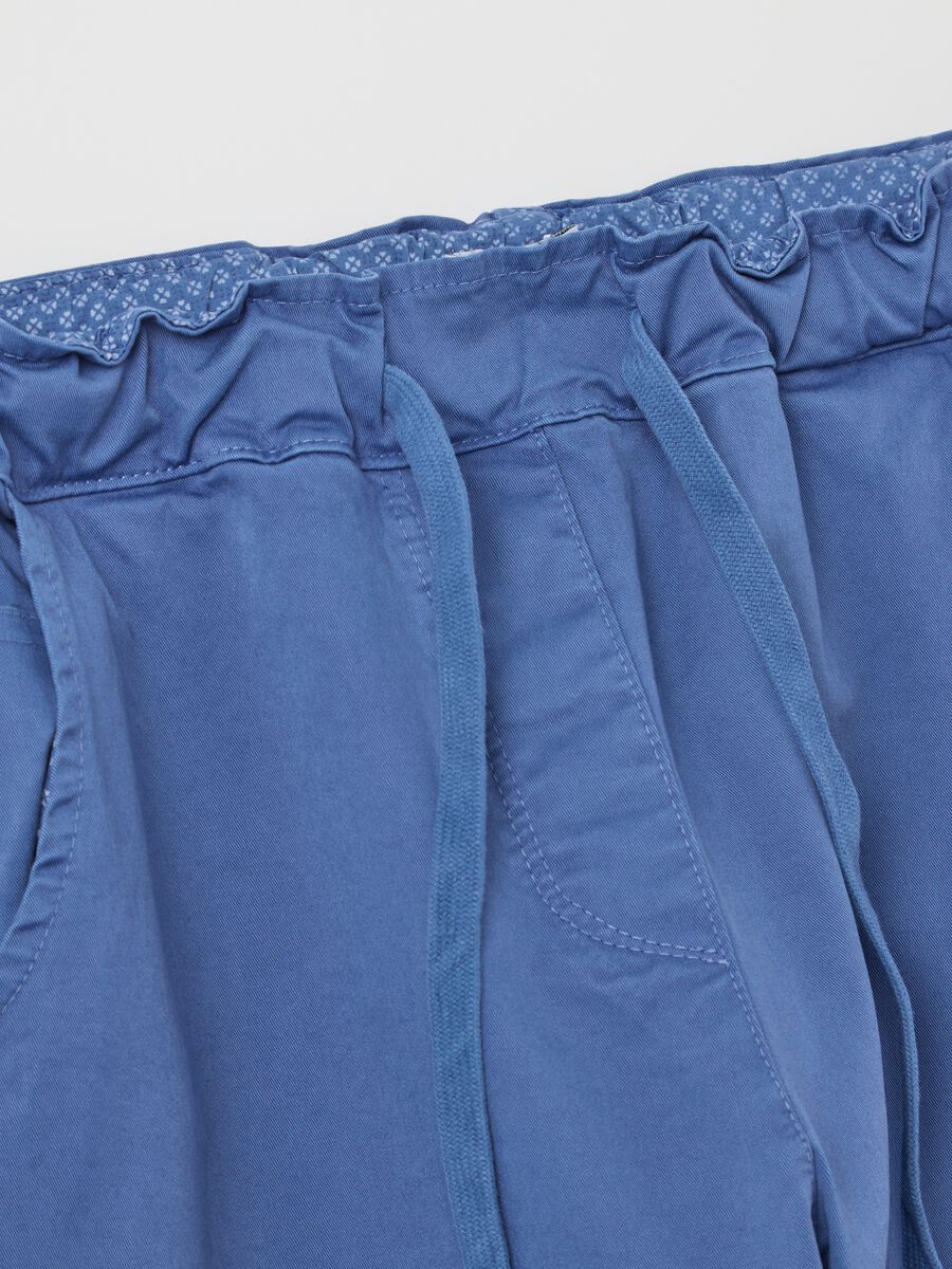 Blue stretch cotton trousers with drawstring_5