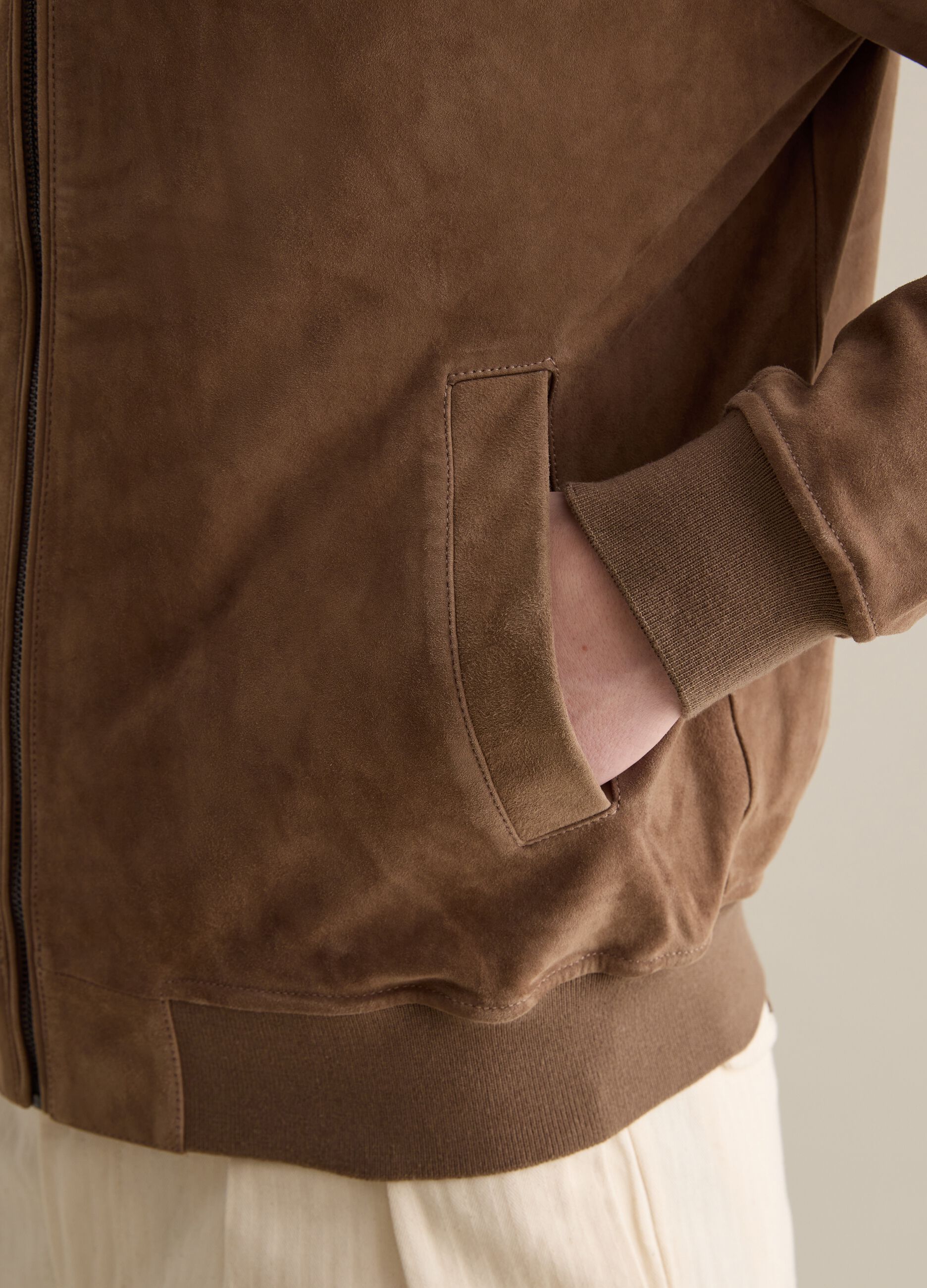 Bomber jacket in suede leather