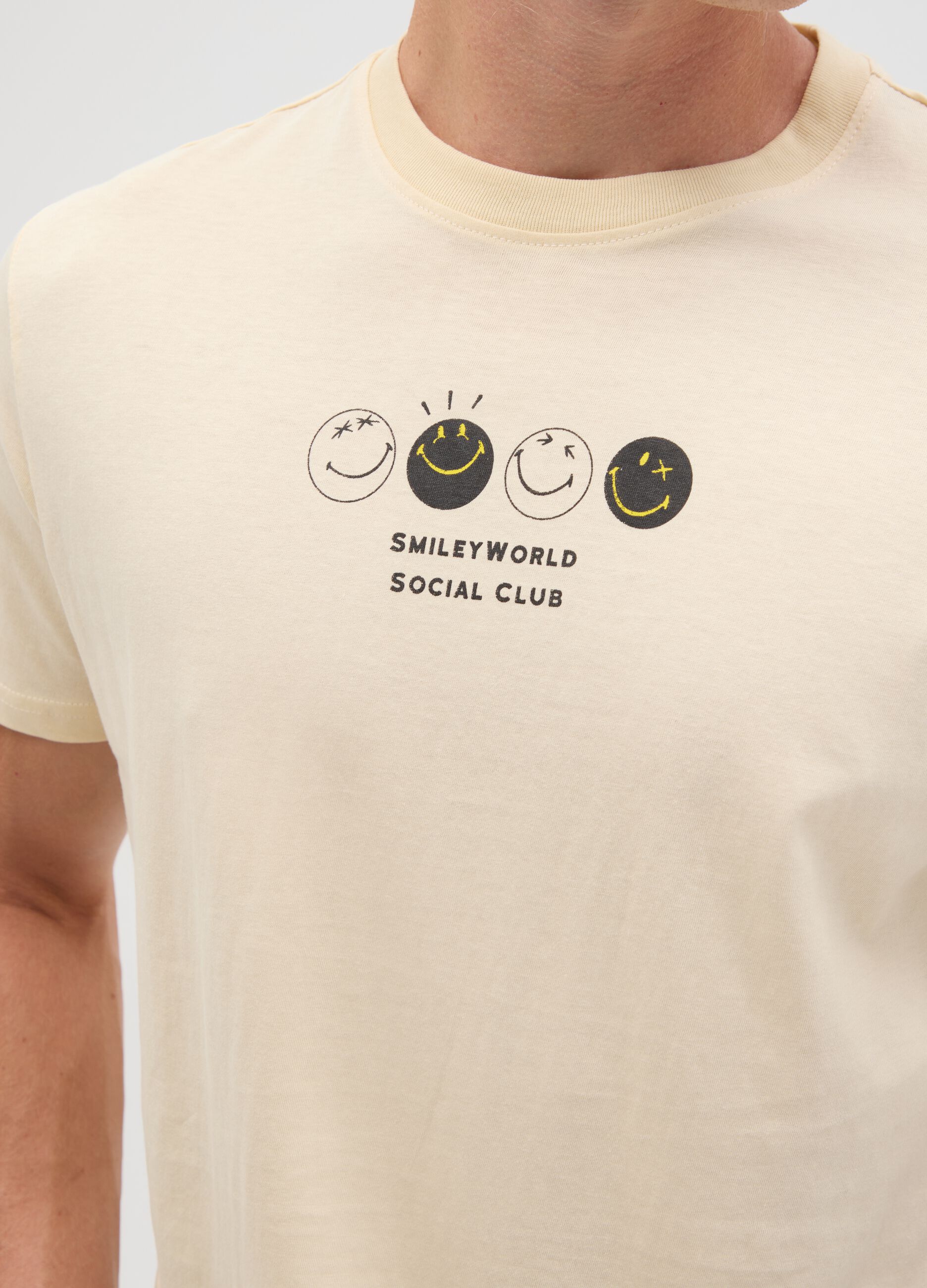 Men's beige regular fit pure cotton T-shirt