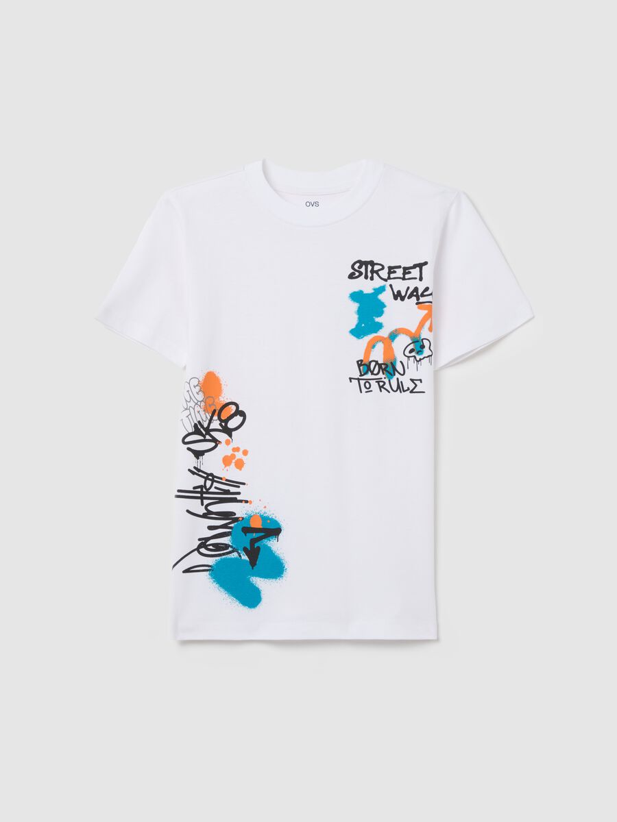 T-shirt in cotone con stampa lettering _3