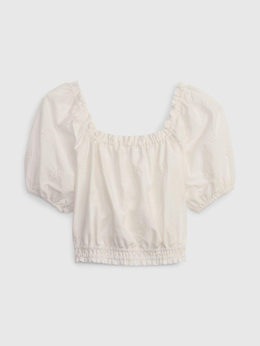 Broderie anglaise top with puff sleeves_0
