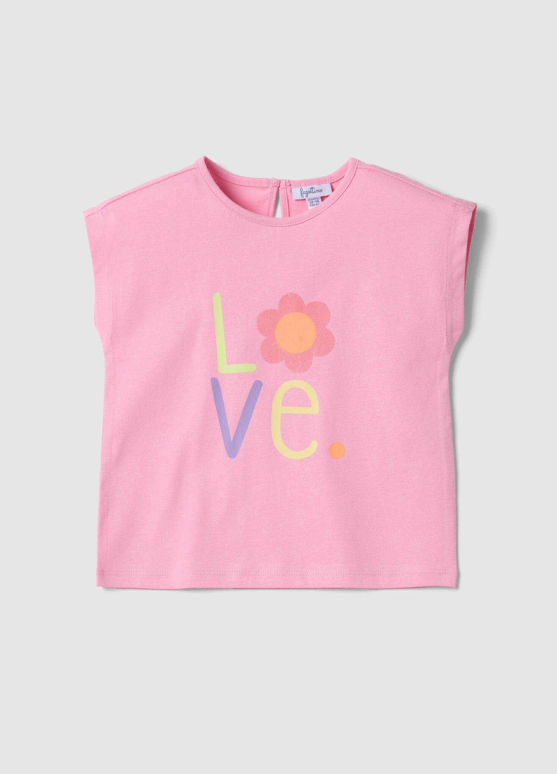 Girls' sleeveless pink pure cotton t-shirt, regular fit
