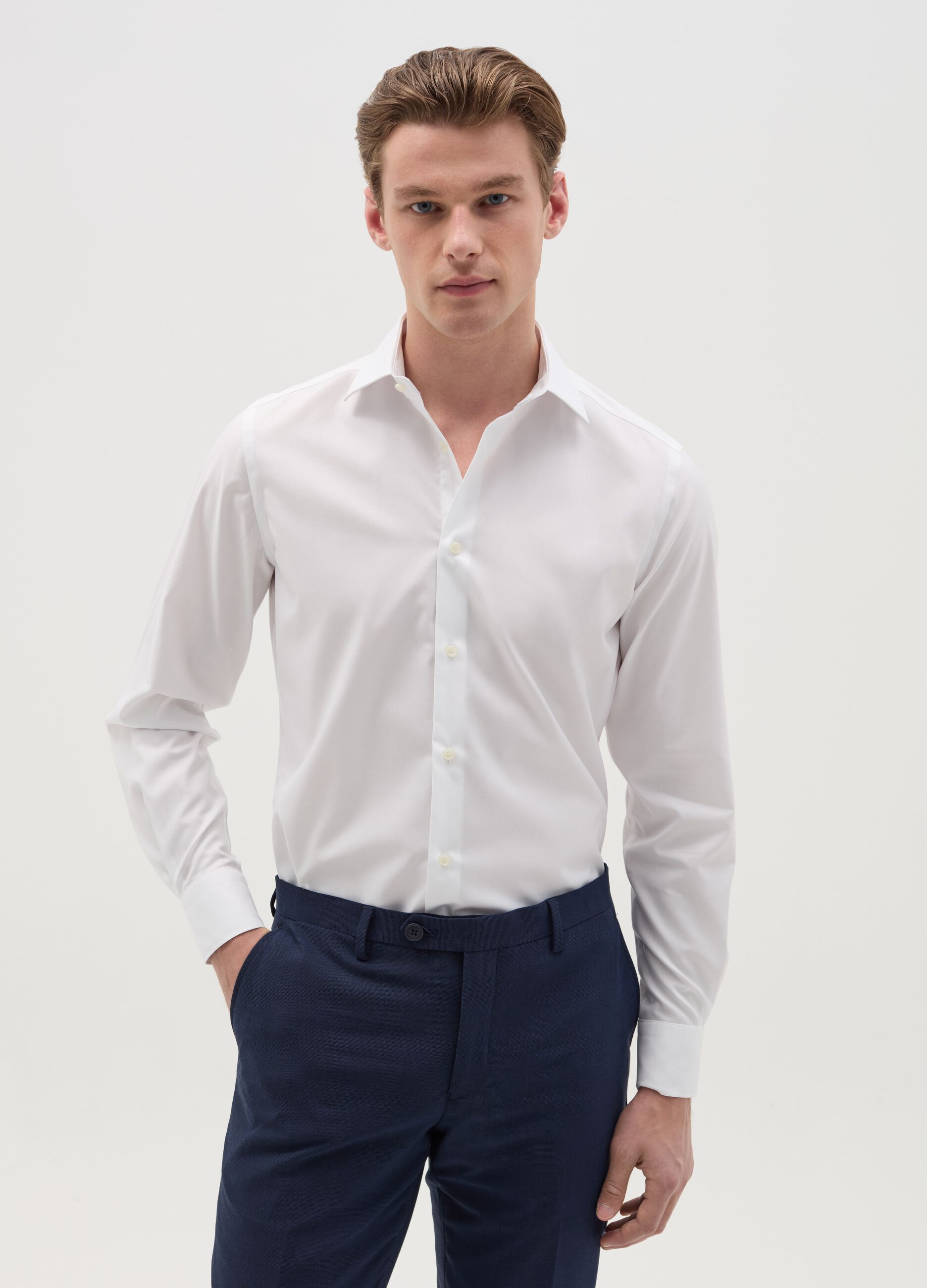 Camicia slim fit easy iron tinta unita