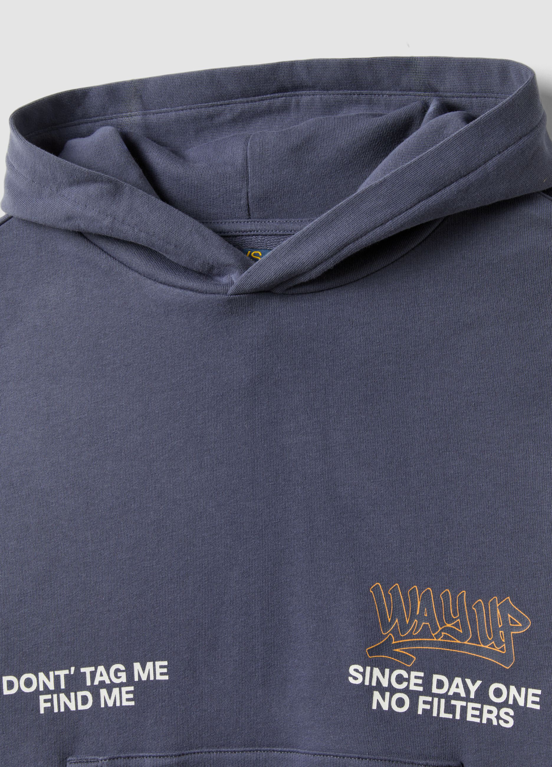 Grey oversized pure cotton hoodie for boys