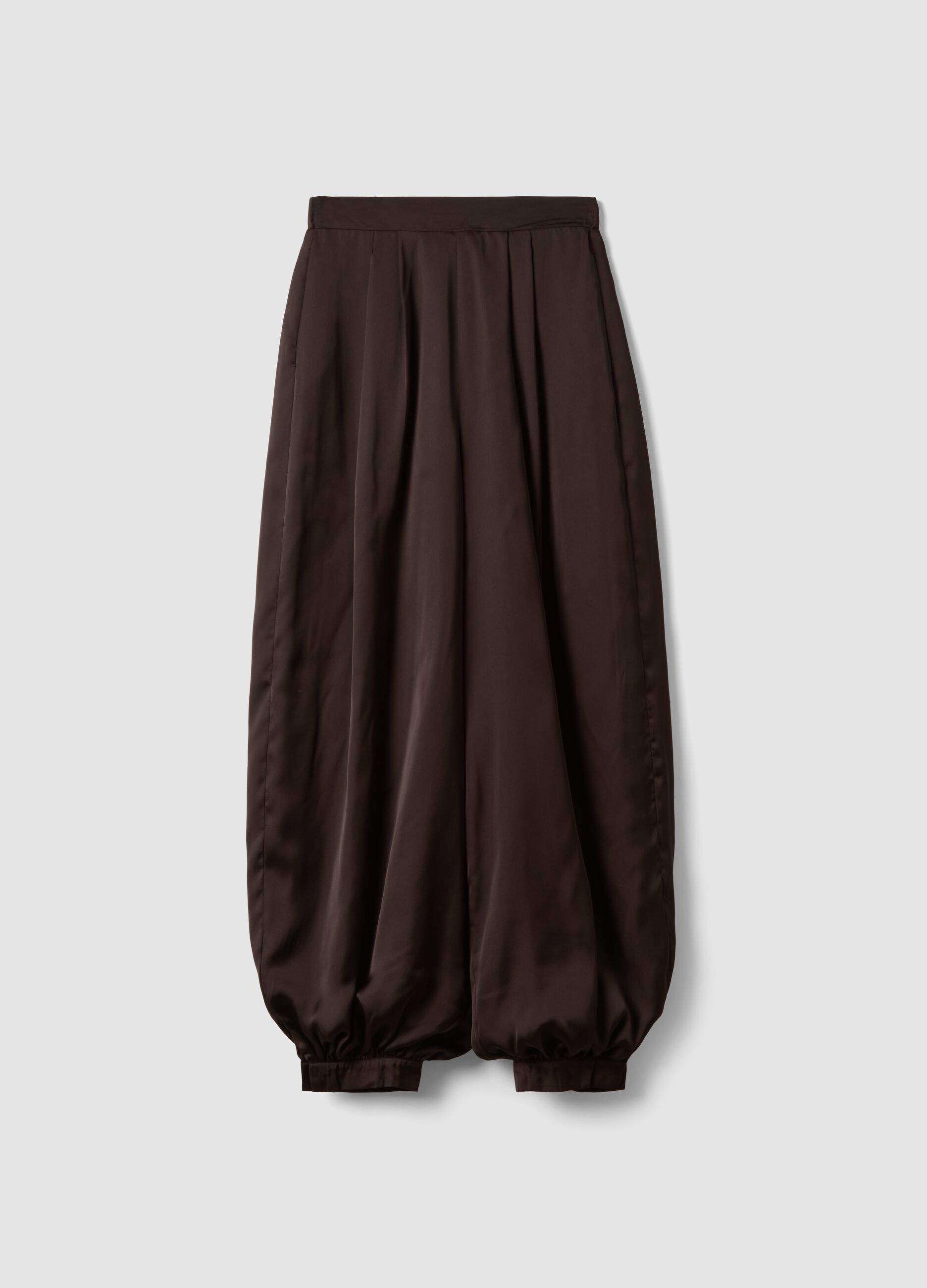 Brown baggy-fit trousers with elasticated cuffs