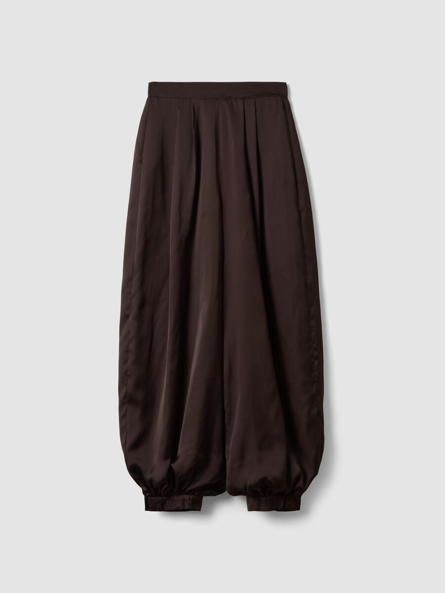 Brown baggy-fit trousers with elasticated cuffs_0