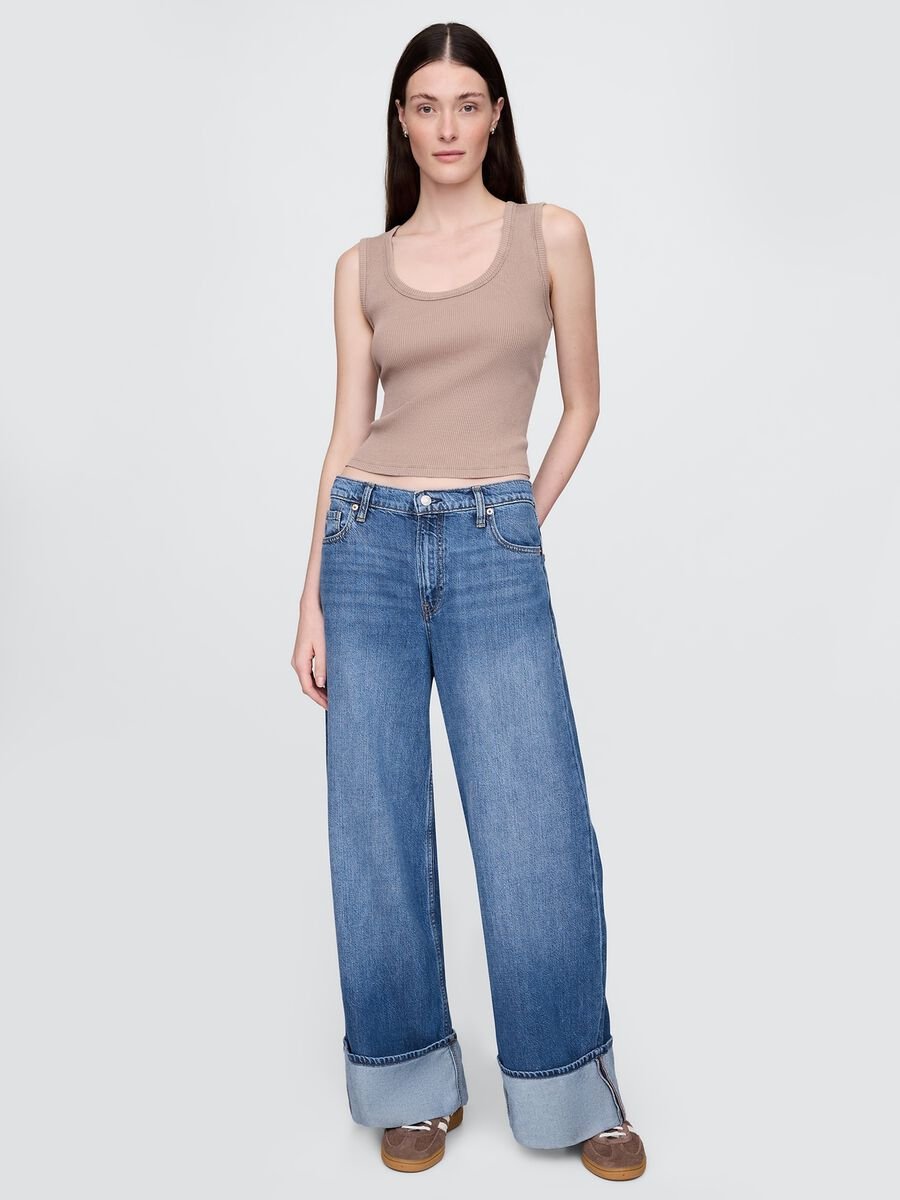 Wide Leg Cotton and Lyocell Blend Jeans by Gap_0