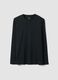 T-shirt nera a maniche lunghe in puro cotone organico con girocollo_0
