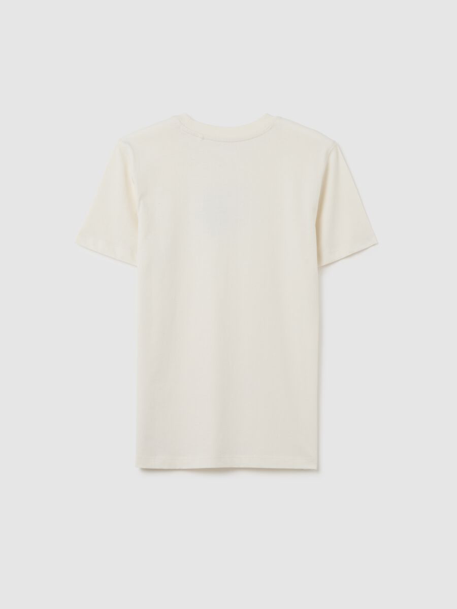 Boys' pure cotton white T-shirt regular fit with print_4