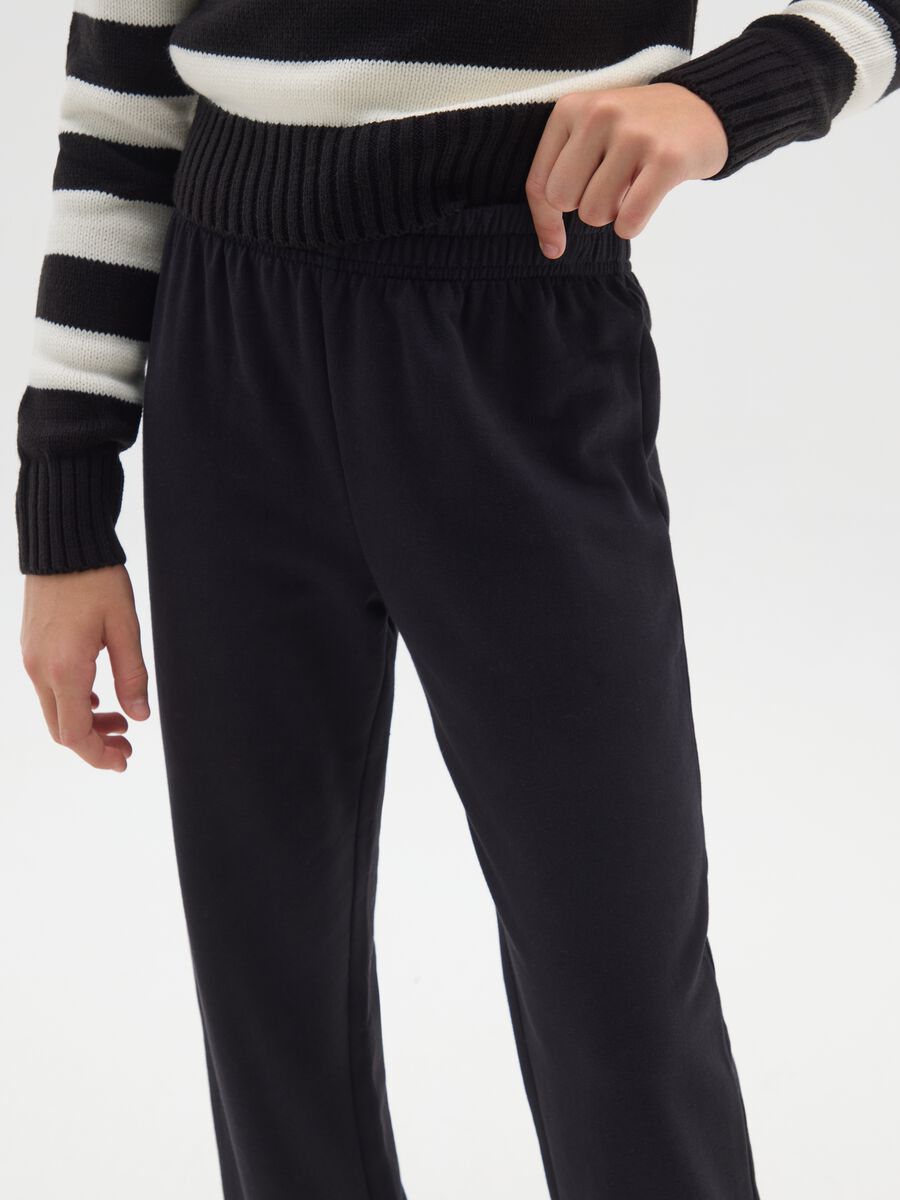 Jogger da ragazza in puro cotone nero regular fit_2