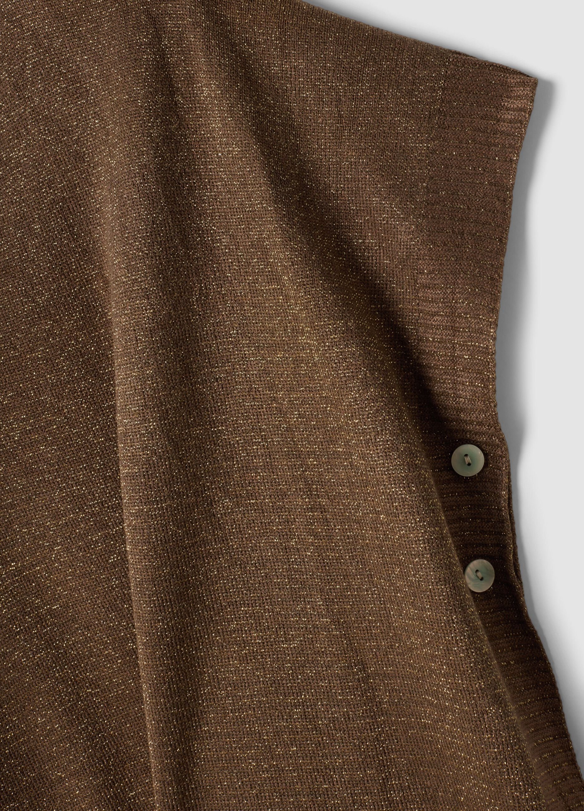 Brown modal-blend V-neck knit top