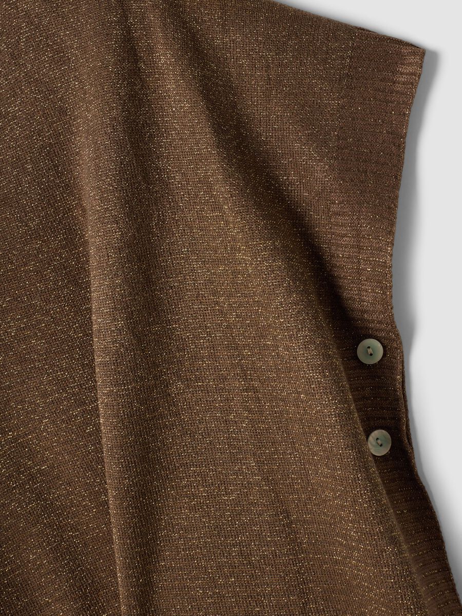 Brown modal-blend V-neck knit top_1