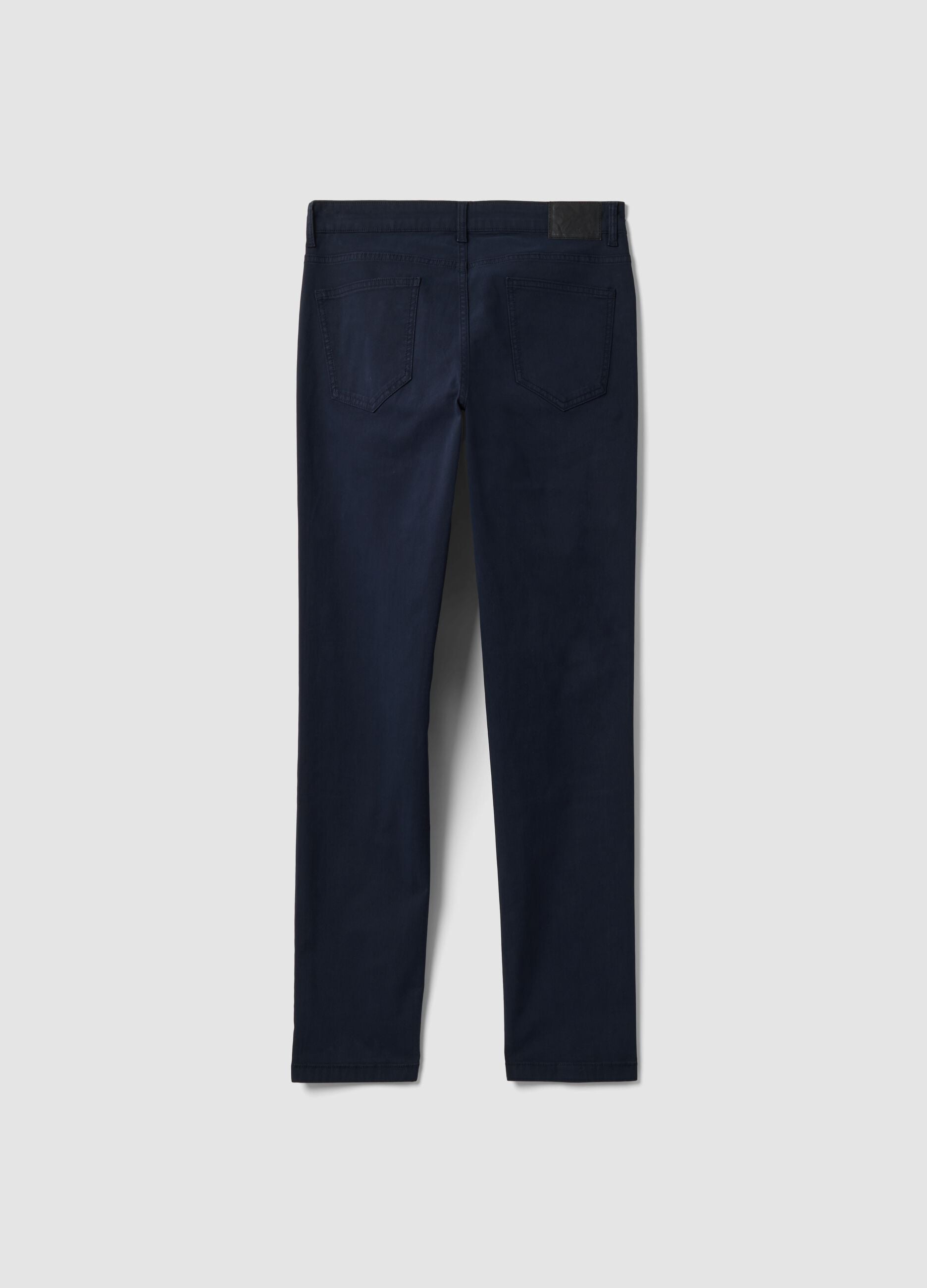 Blue slim-fit five-pocket stretch cotton trousers