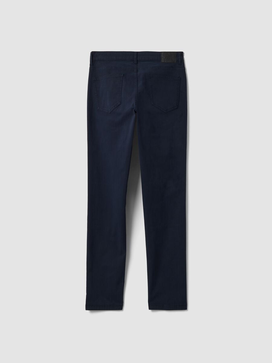 Blue slim-fit five-pocket stretch cotton trousers_1
