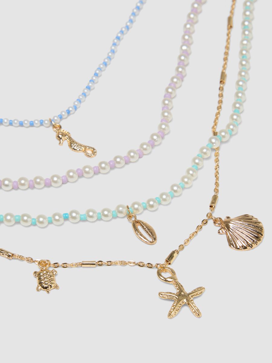 Collana multicolor regolabile con ciondoli marini_1