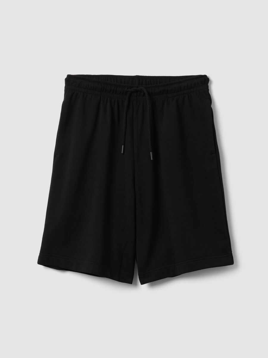 Short in misto cotone nero regular fit con vita elasticizzata_4