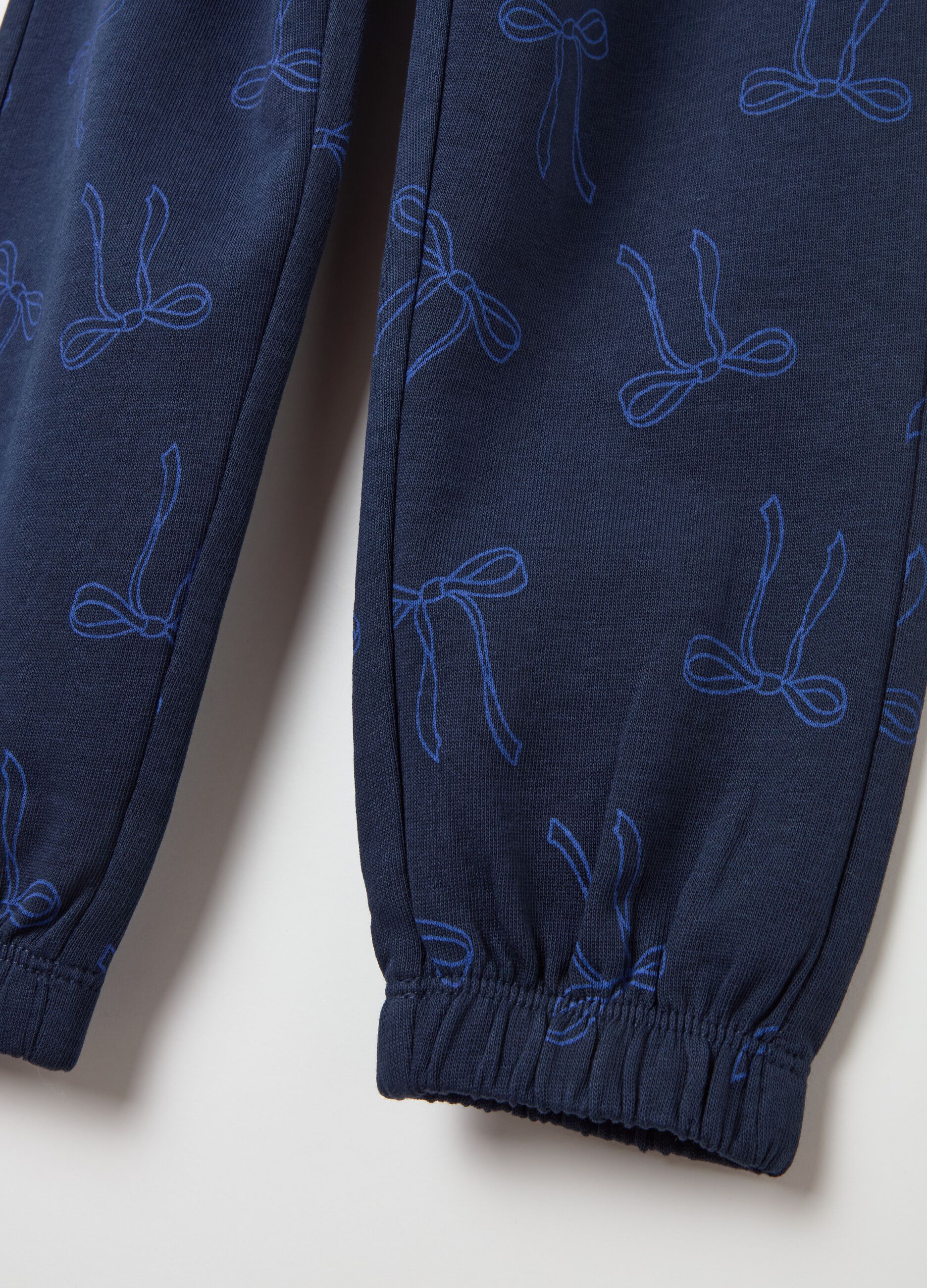 Cotton joggers with elasticated trims and print