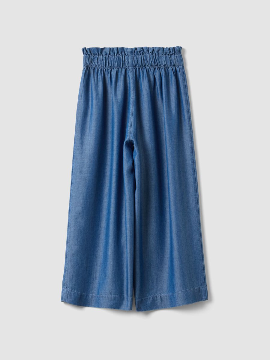 Jeans culotte in puro lyocell blu da bambina regular fit_1
