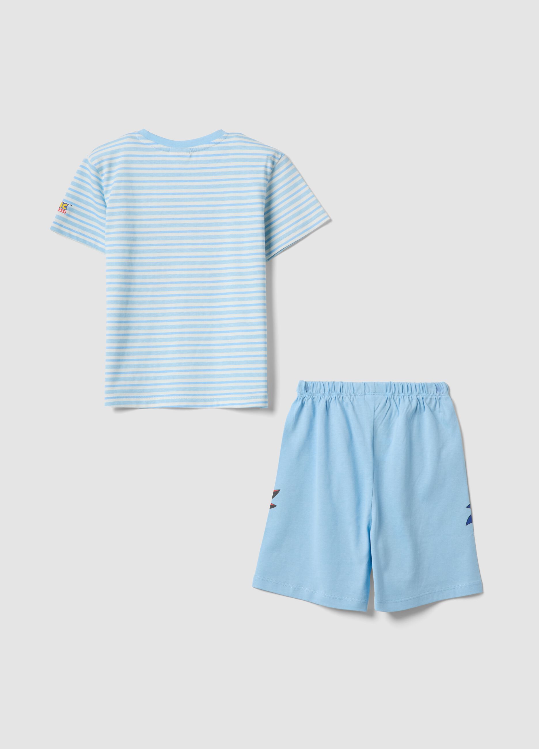 Light blue pure cotton boys&rsquo; short pyjamas with Sonic prints