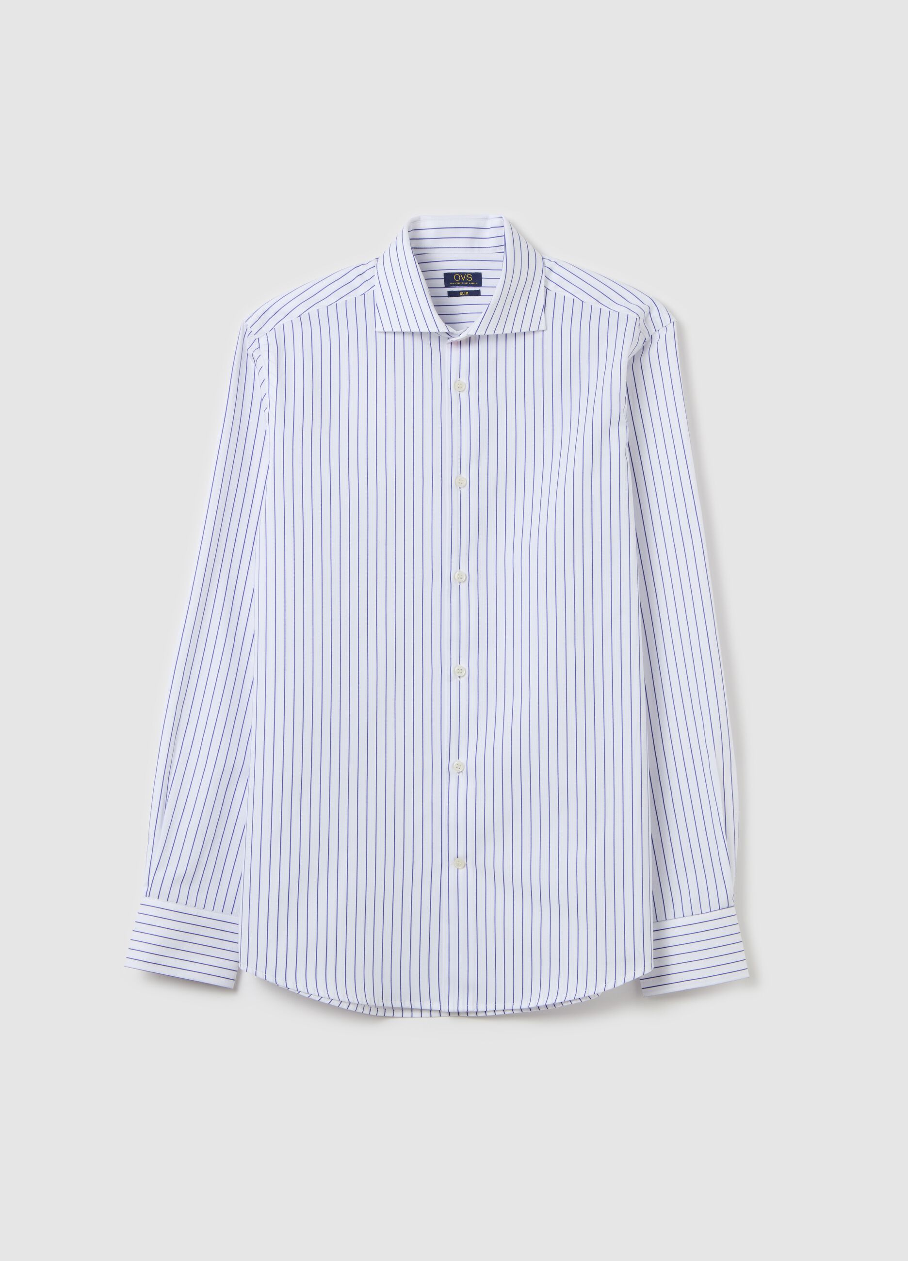 Camicia slim fit no iron a righe