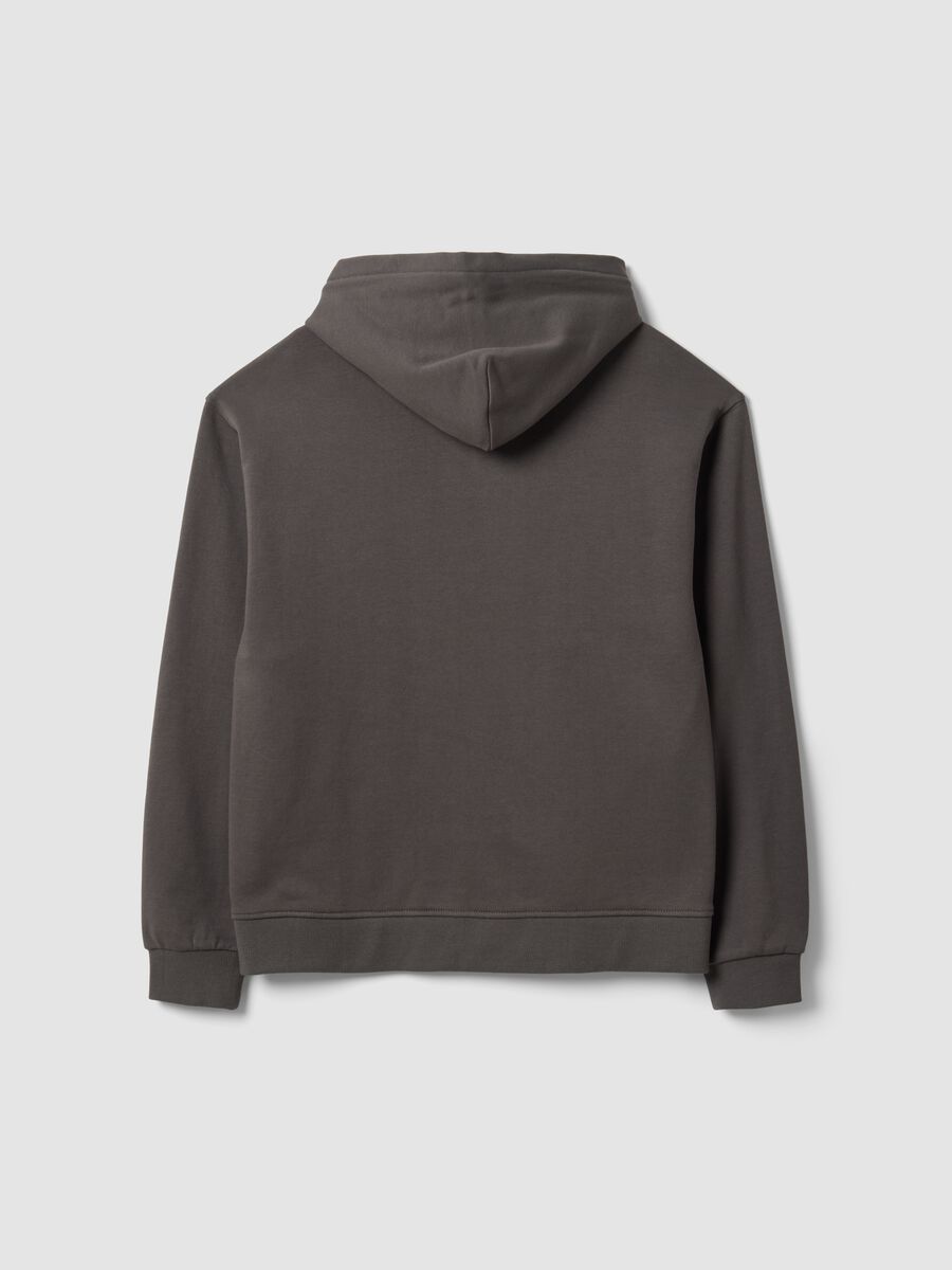 Grey organic cotton zip-up hoodie for boys, relaxed fit_1