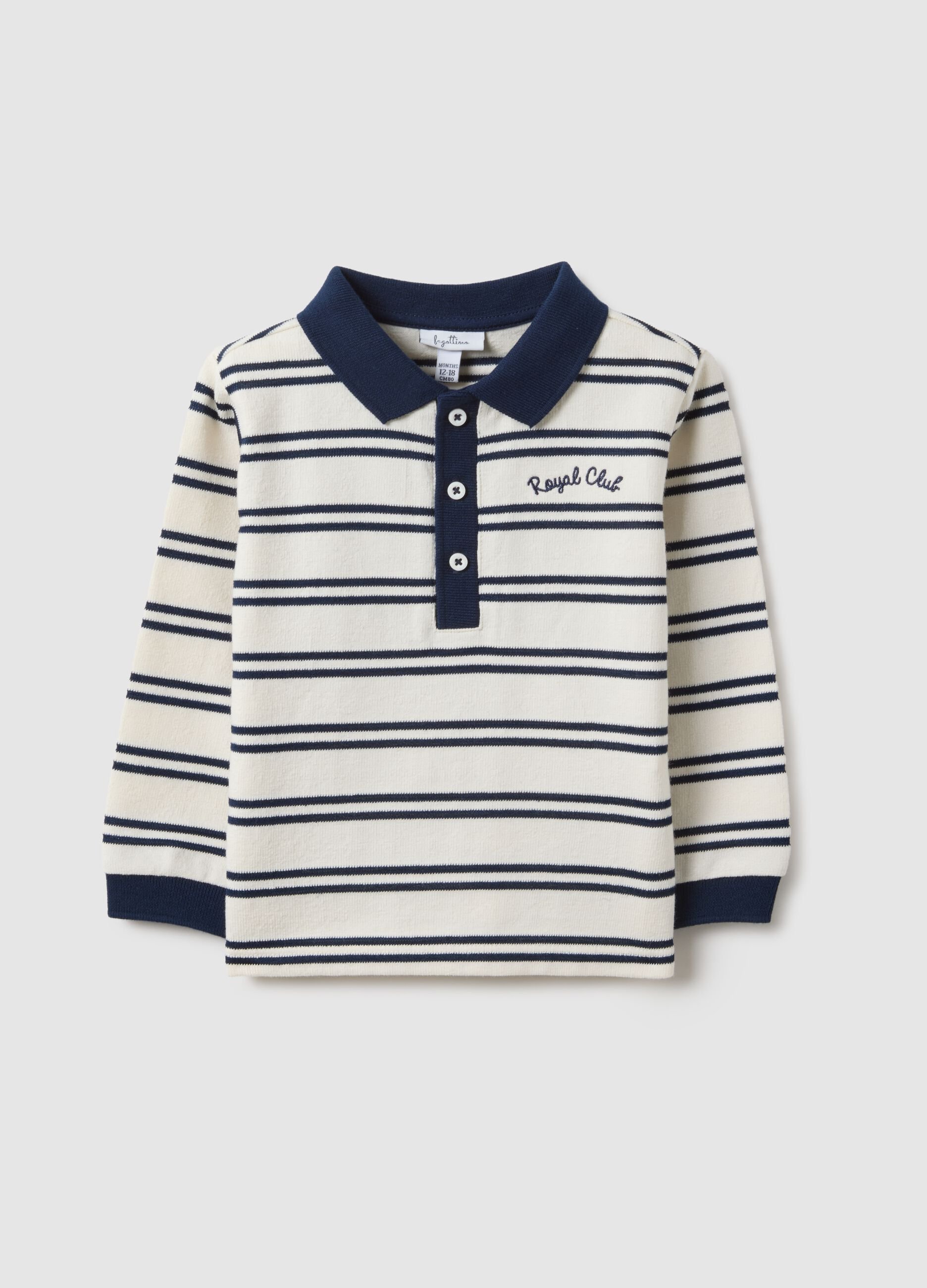 Regular fit multicolour striped cotton blend polo for boys
