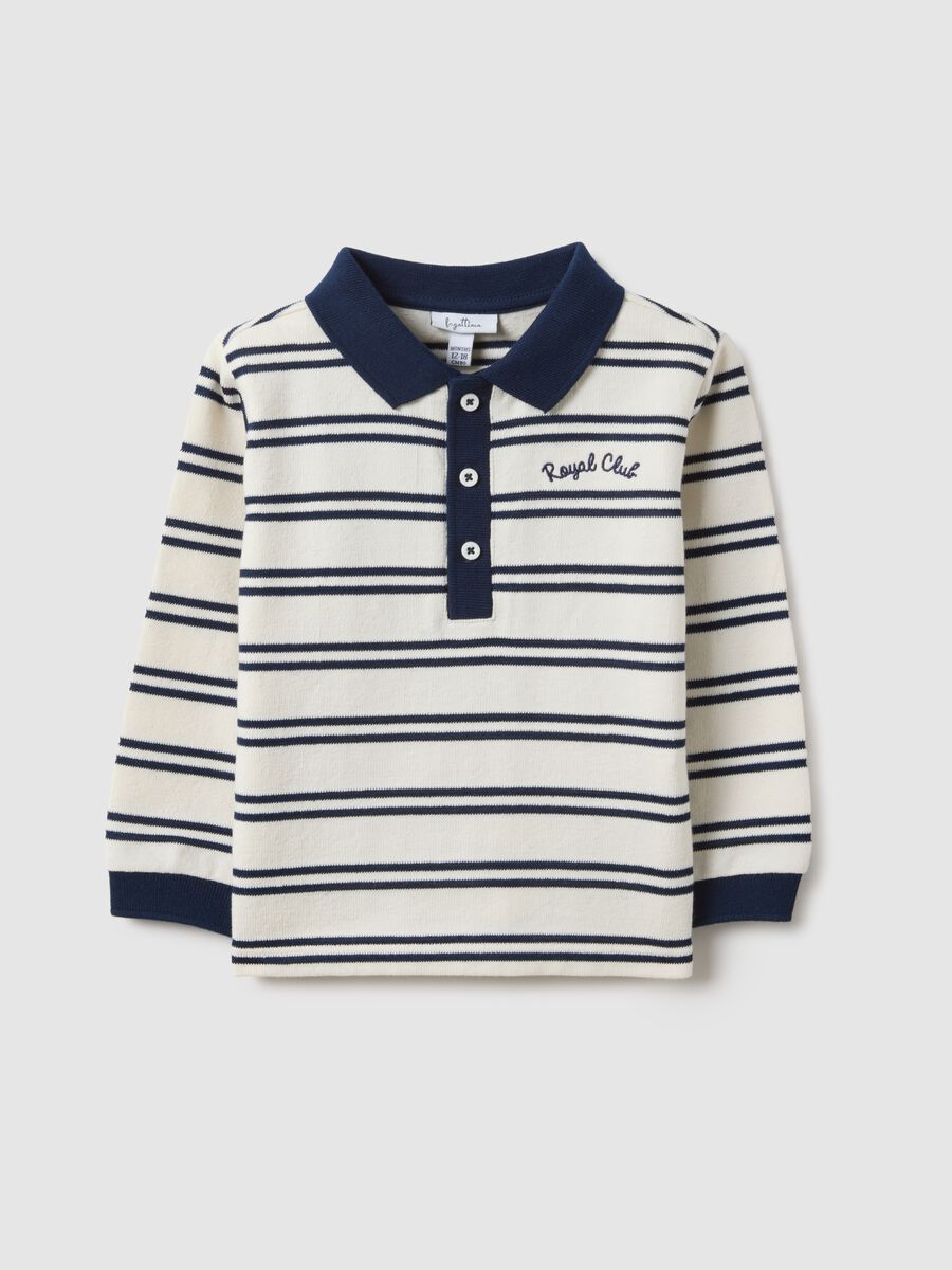 Regular fit multicolour striped cotton blend polo for boys_0