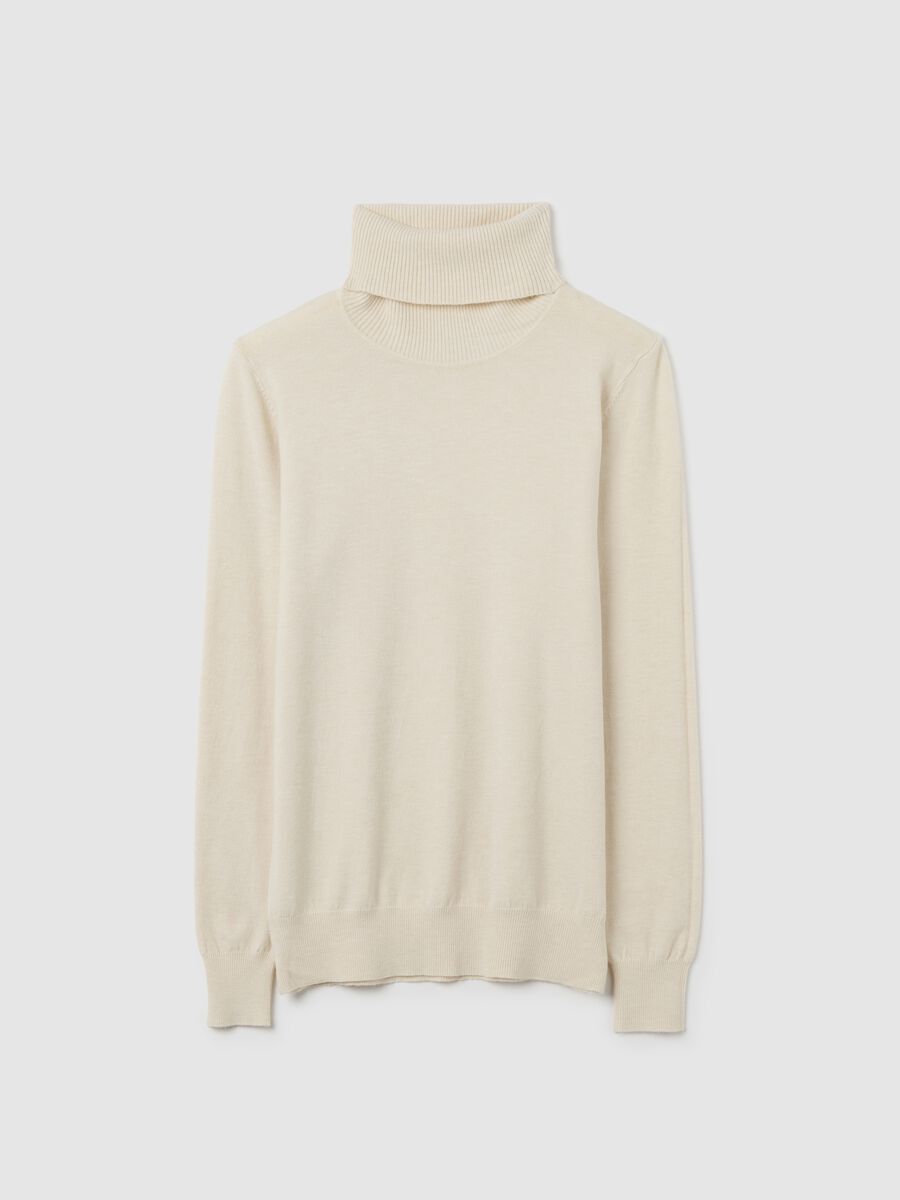 Beige High Neck Regular Fit Jumper_4