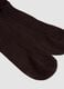 Brown ribbed long socks in pure cotton_1