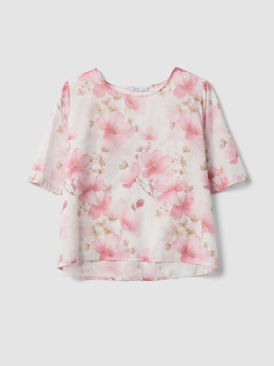 Pink pure cotton top with floral print_4