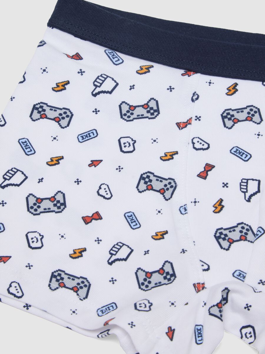 Multicoloured Stretch Cotton Boys' Boxer Shorts with Joystick_3