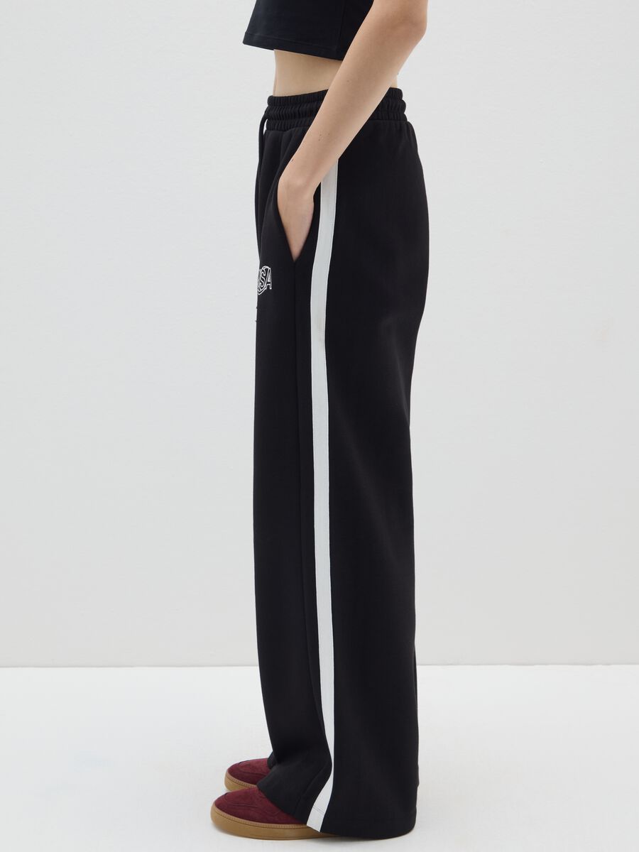Pantaloni in misto cotone rossi a gamba larga_3