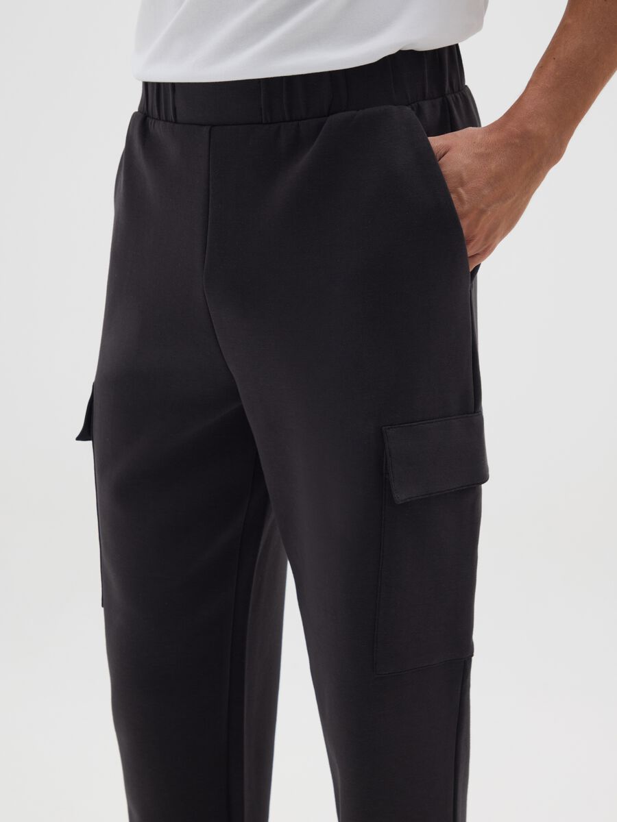 Pantaloni in misto cotone nero regular fit_3