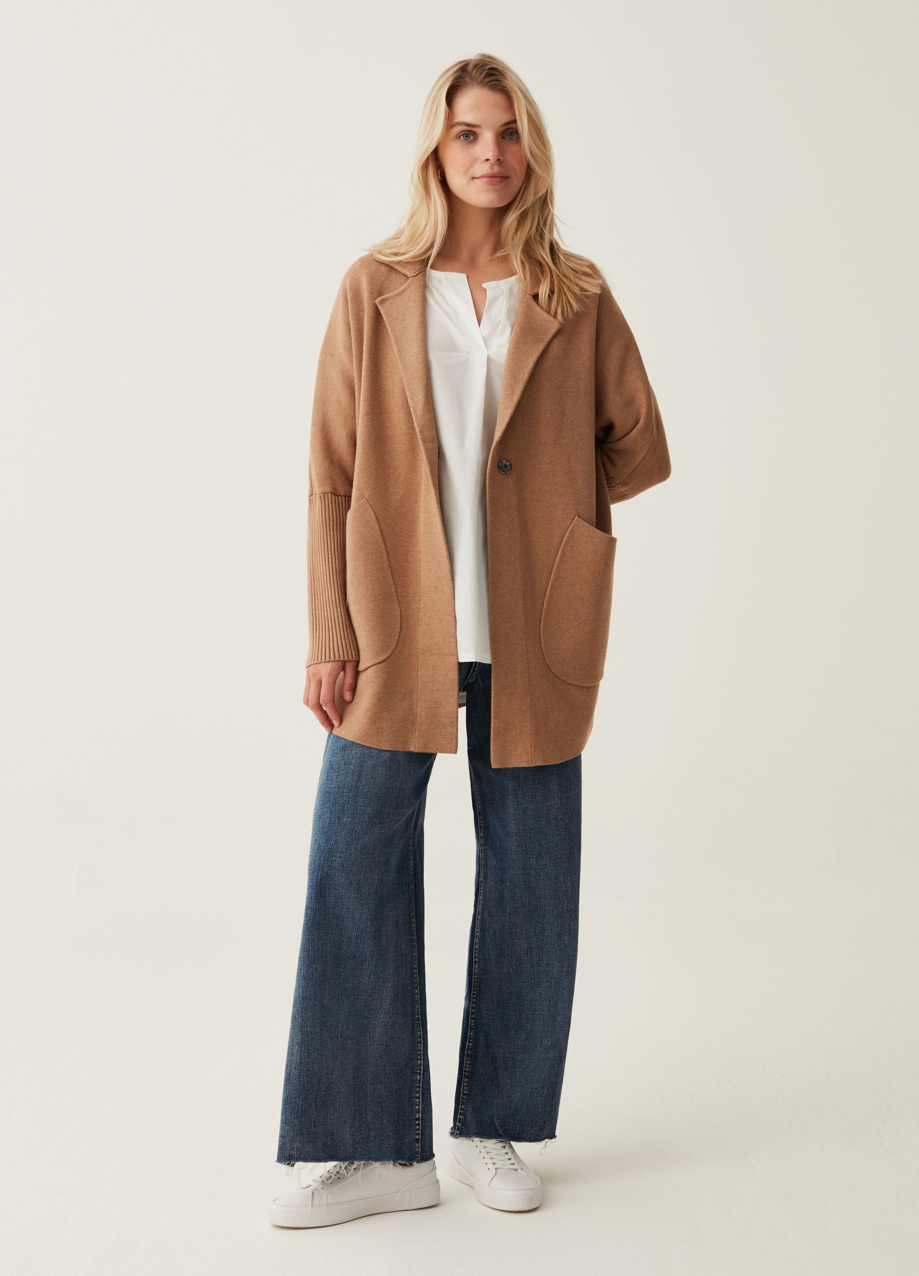 Giacca cardigan con bottone_1