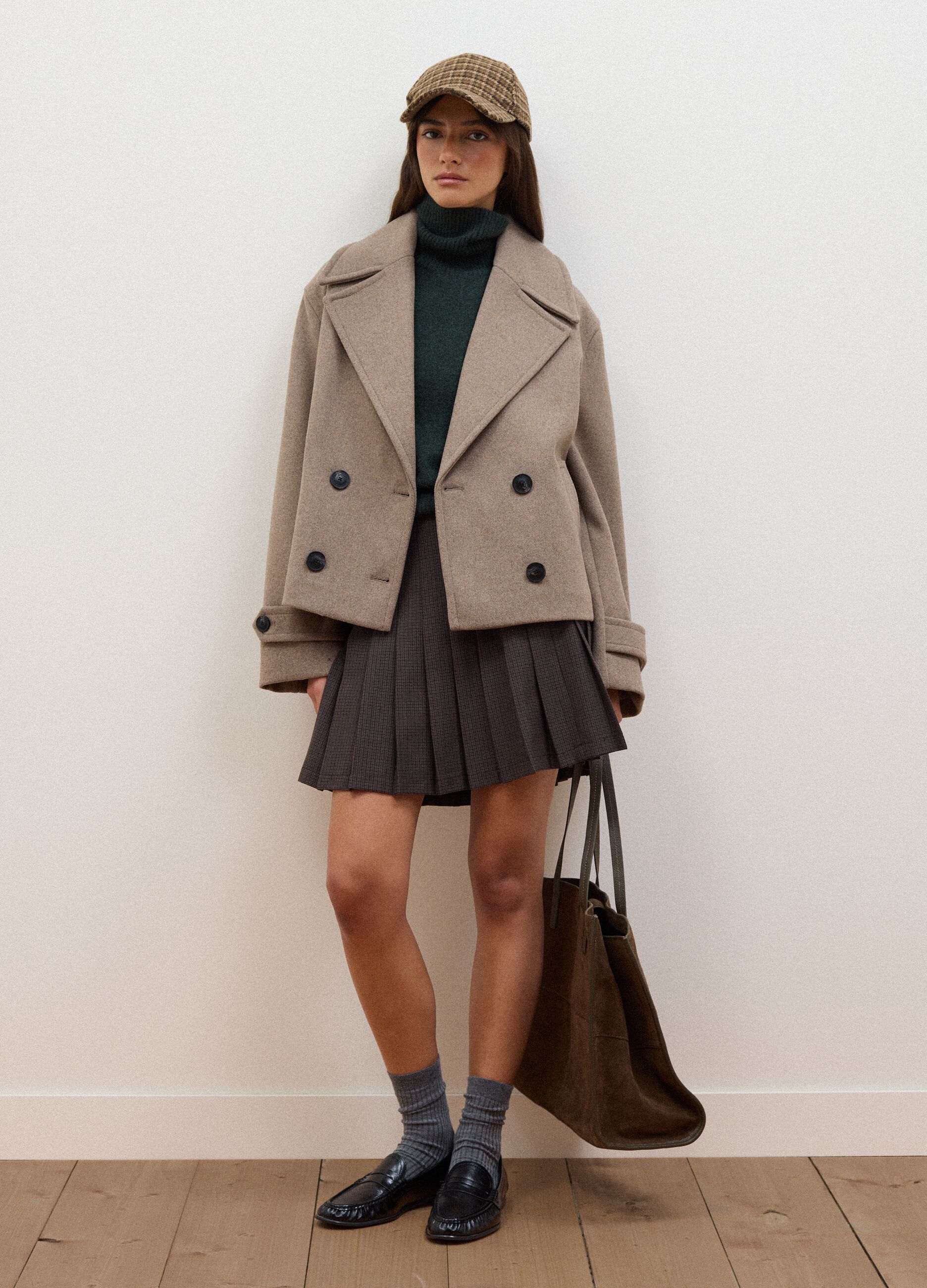 Brown wool and viscose blend coat