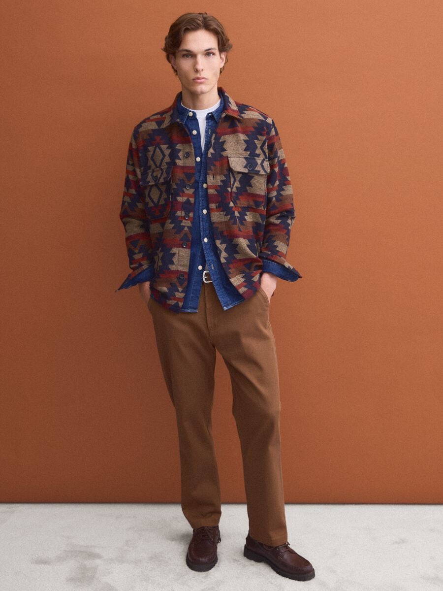 Shacket multicolor bowling over fit con fantasia geometrica_2