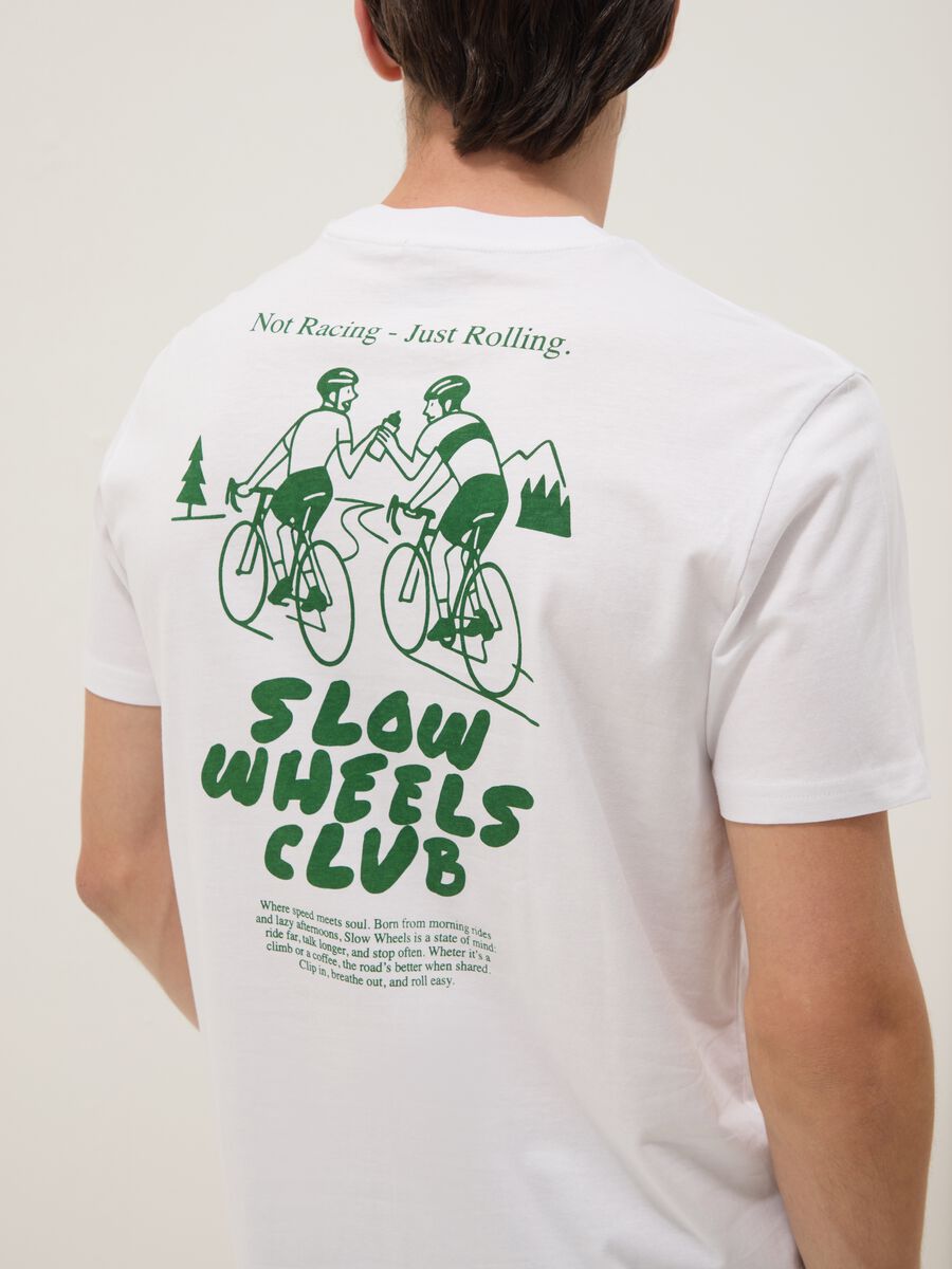 White pure cotton T-shirt with chest print, regular fit_3