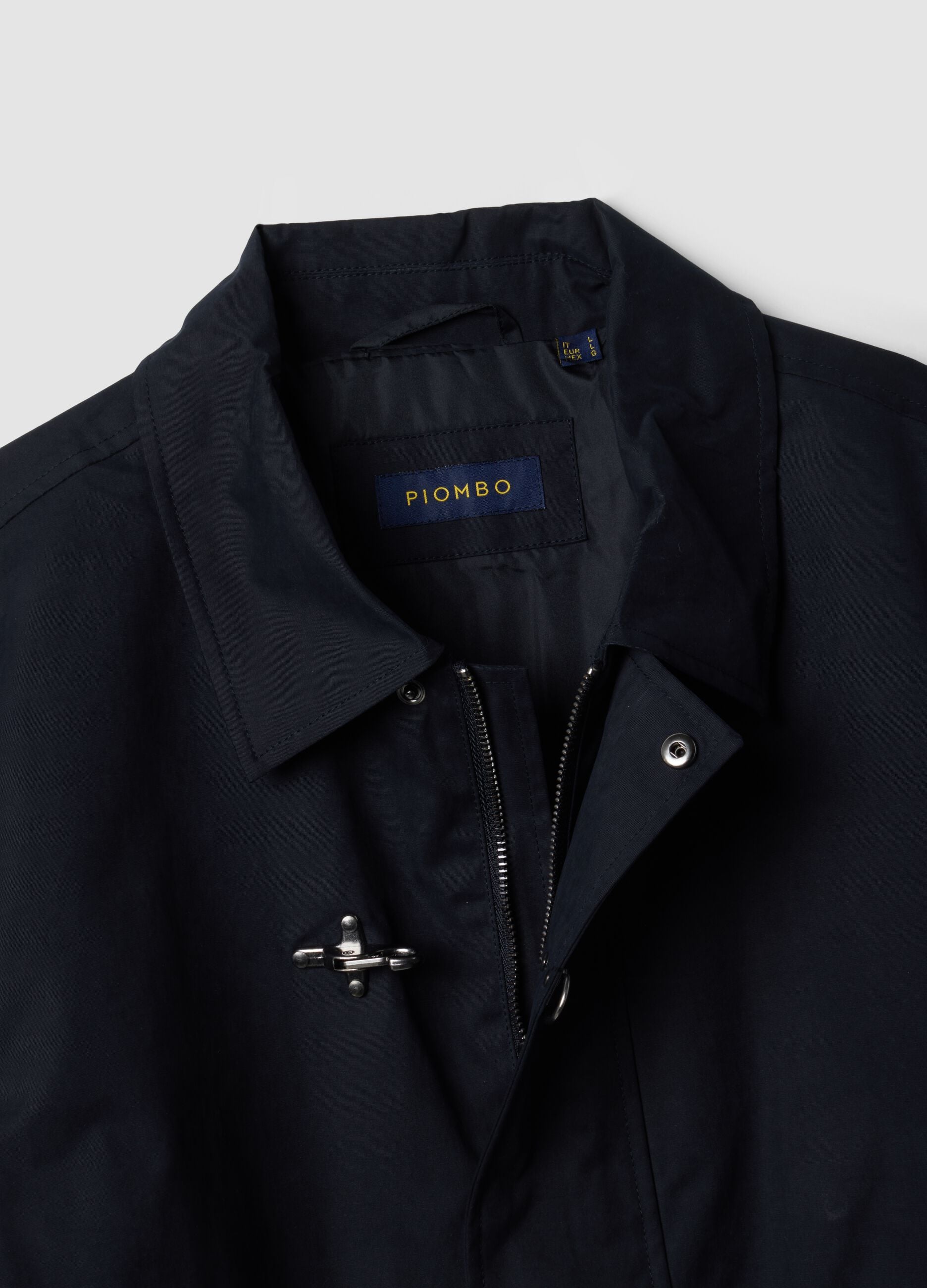 Blue padded cotton-blend jacket with zip