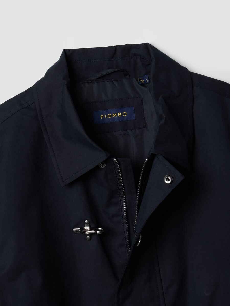 Giacca blu imbottita in misto cotone con zip_1