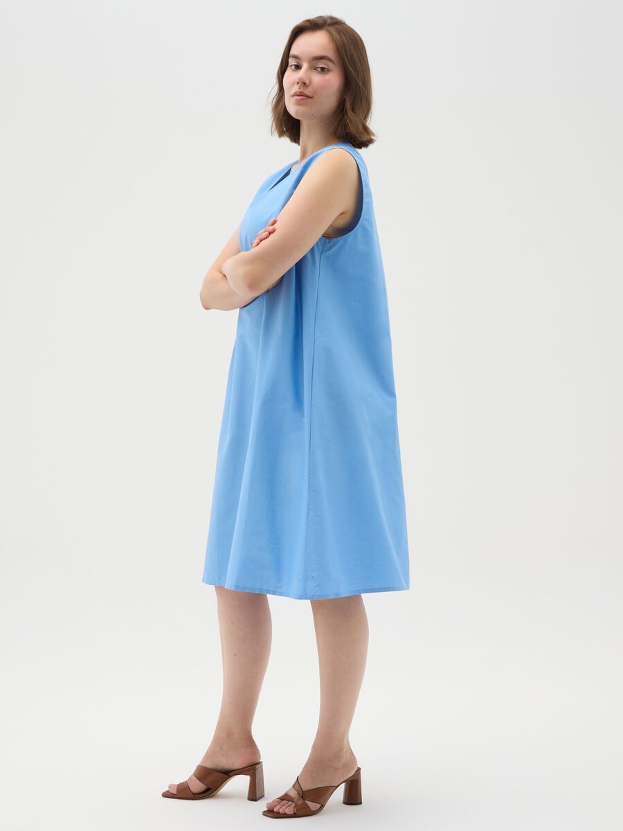 Women's sleeveless dress in pure blue cotton regular fit_1