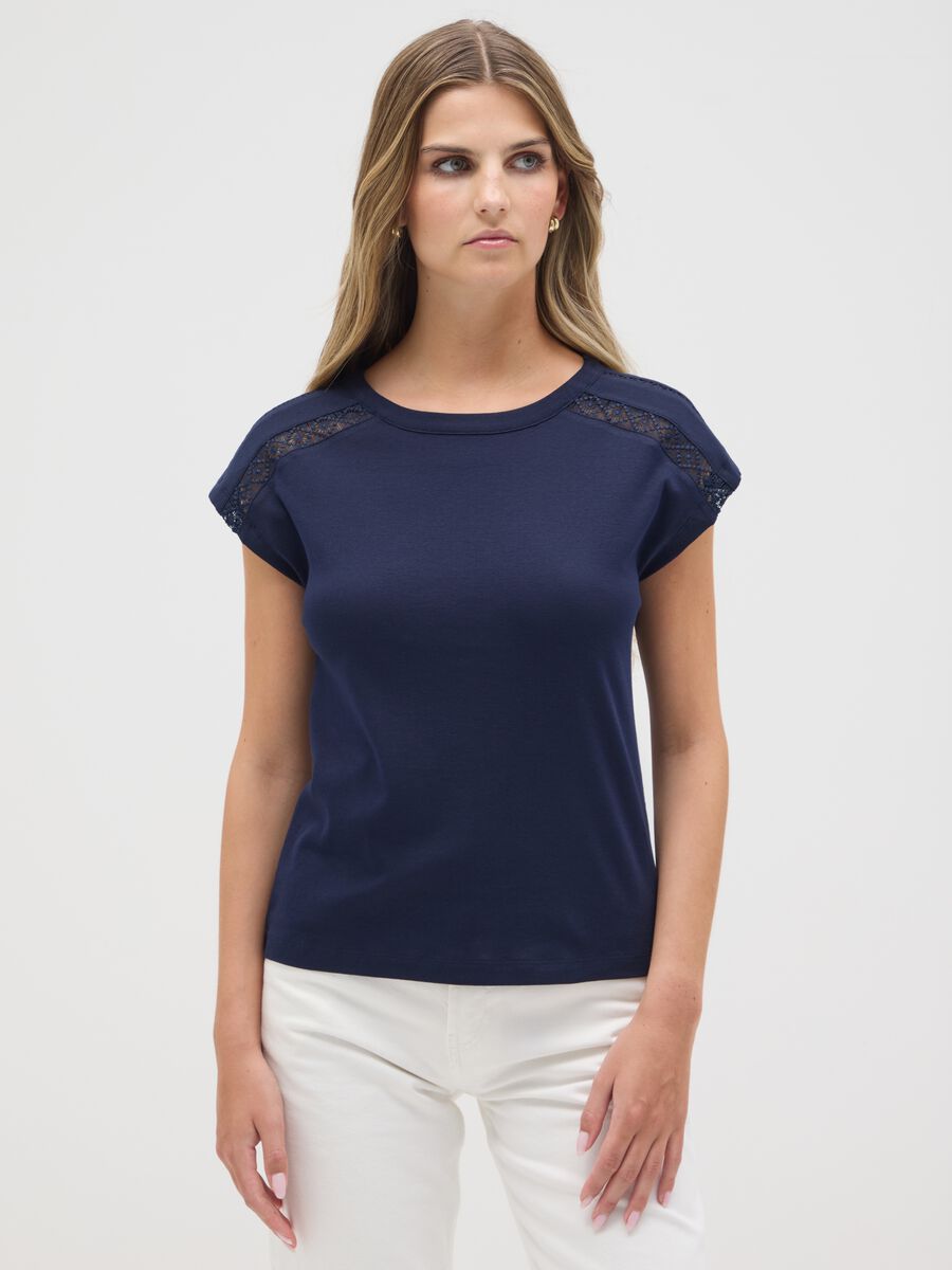 Women's regular fit blue pure cotton t-shirt_0