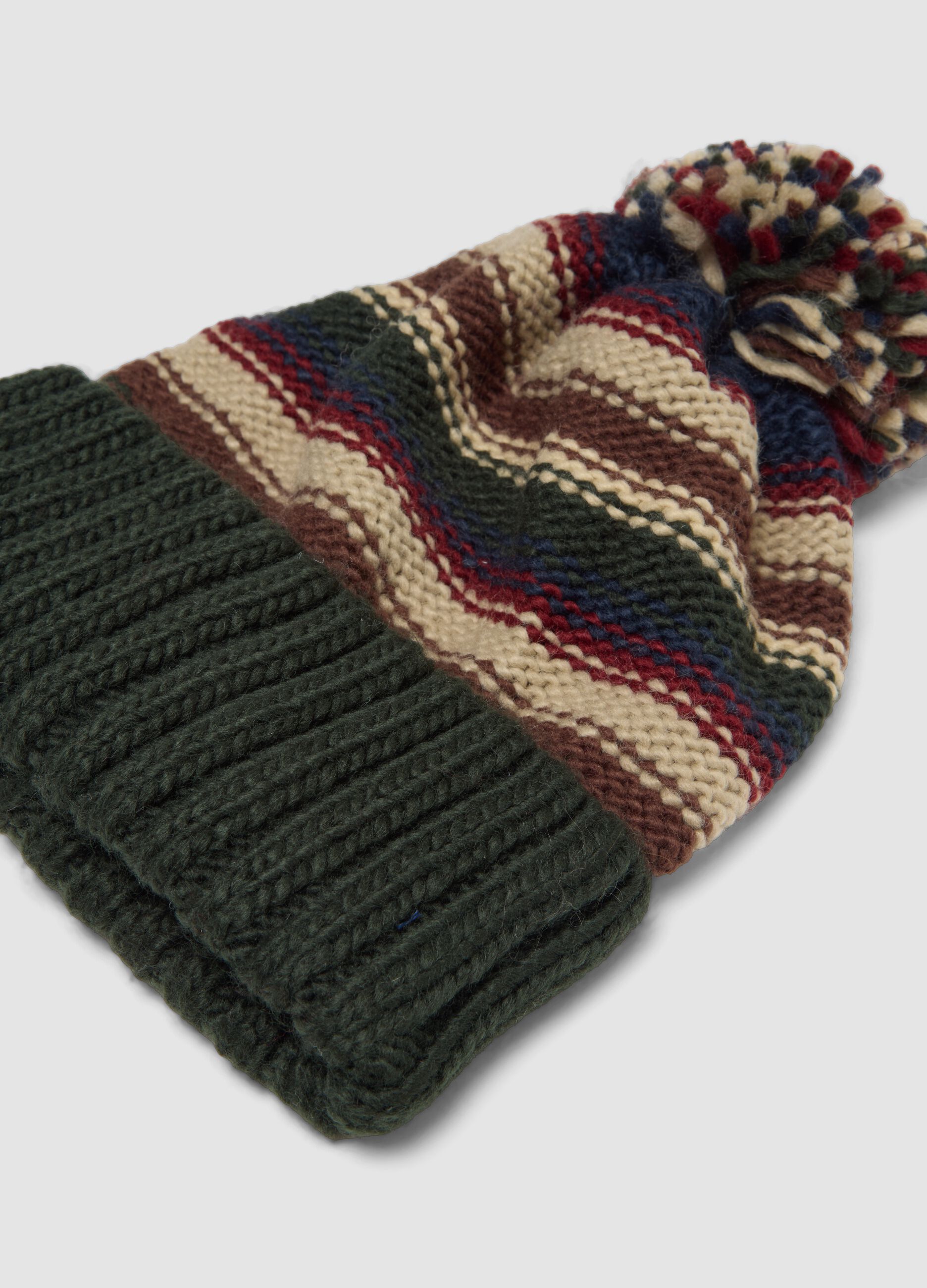 Berretto multicolor con pon pon