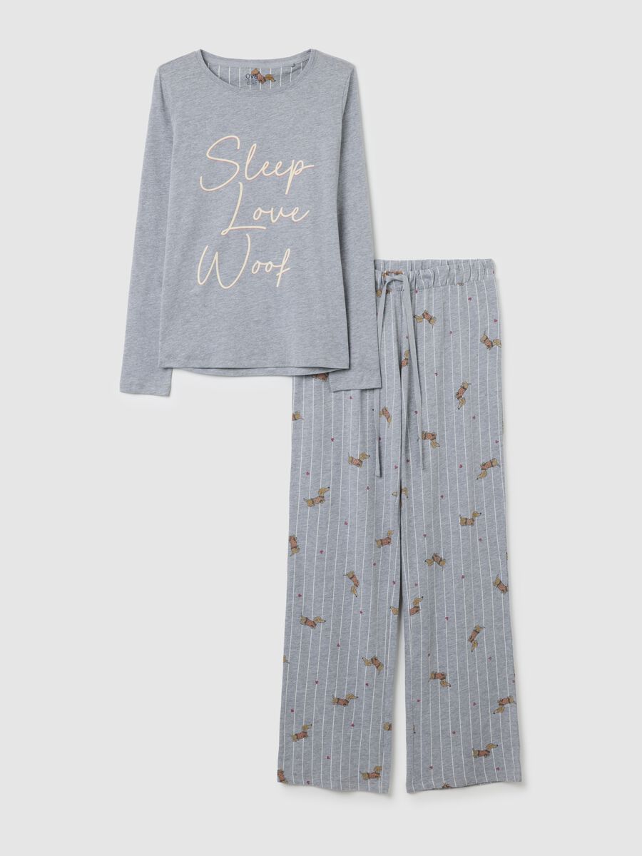 Grey cotton blend long pyjamas regular fit_4