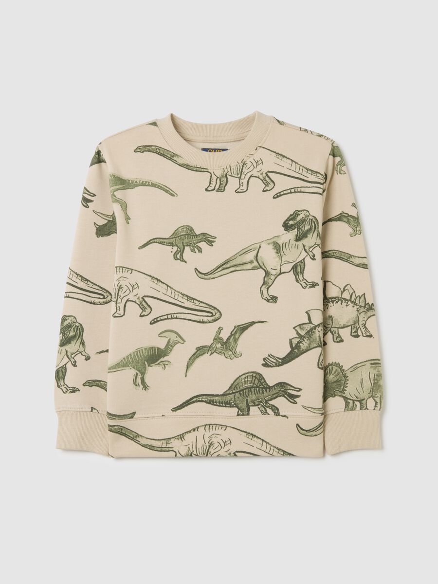 Children's oversized beige pure cotton sweatshirt_0
