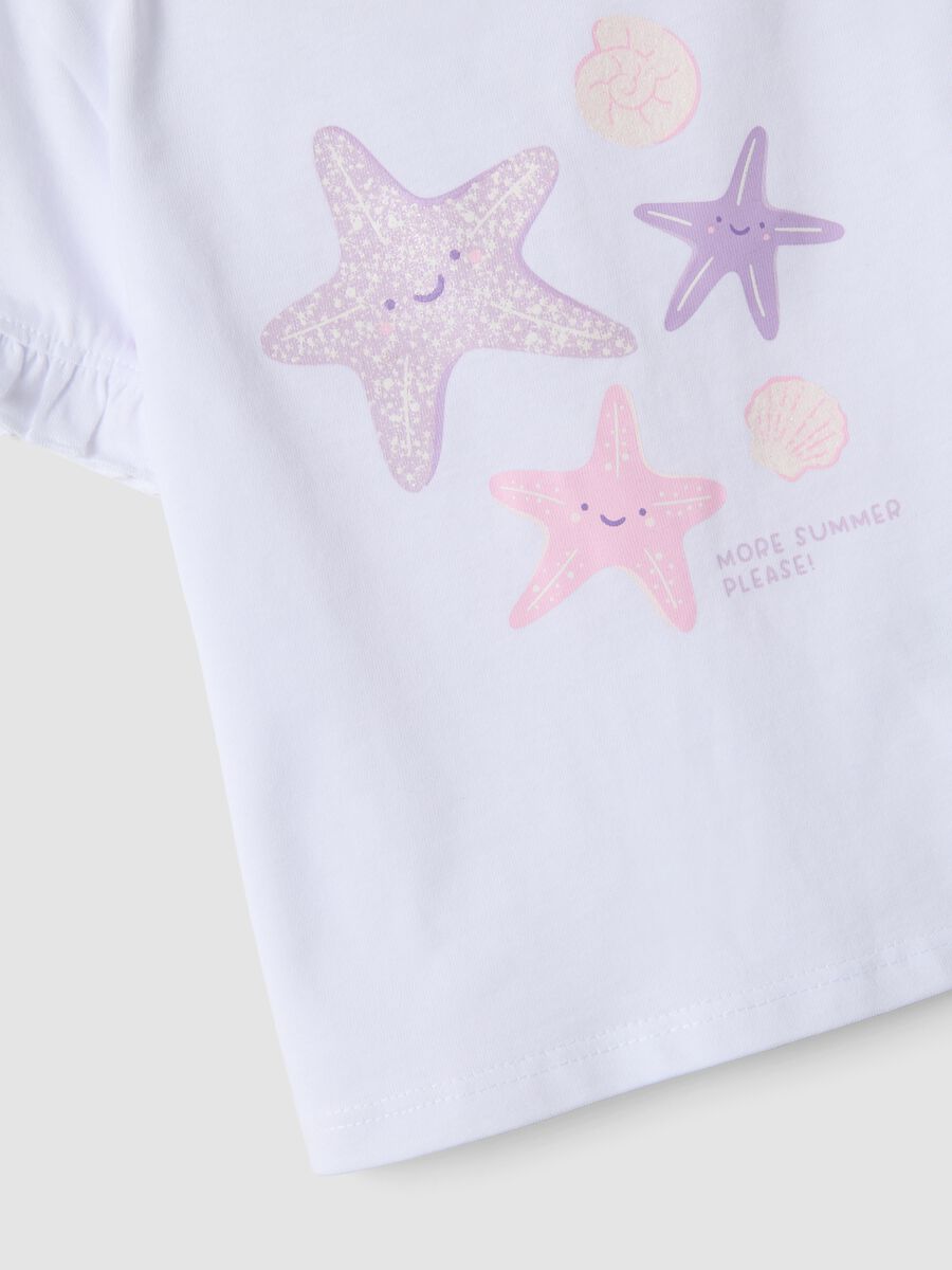 White and pink pure cotton set with T-shirt and leggings_2