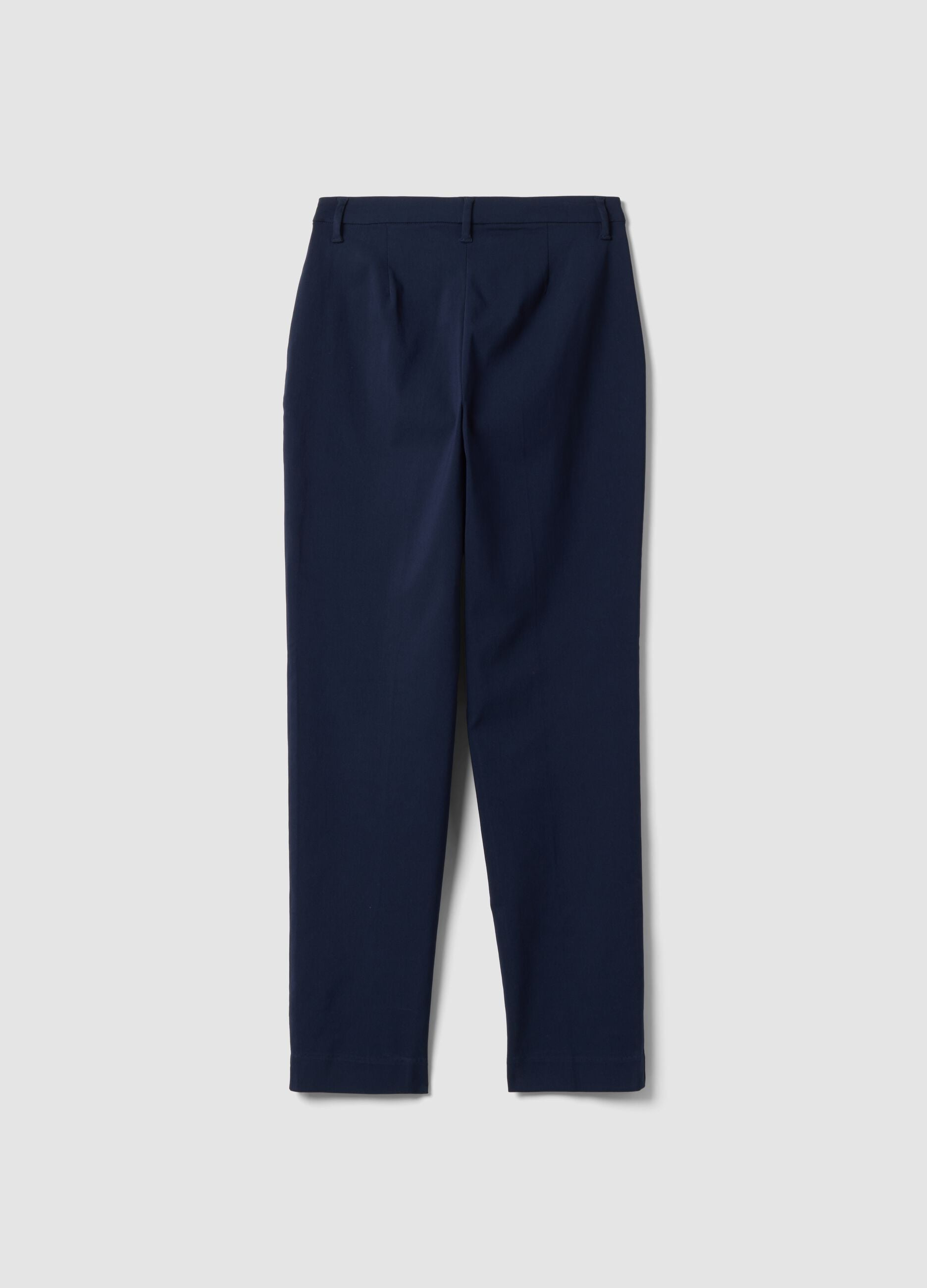 Blue slim-fit stretch viscose chino trousers