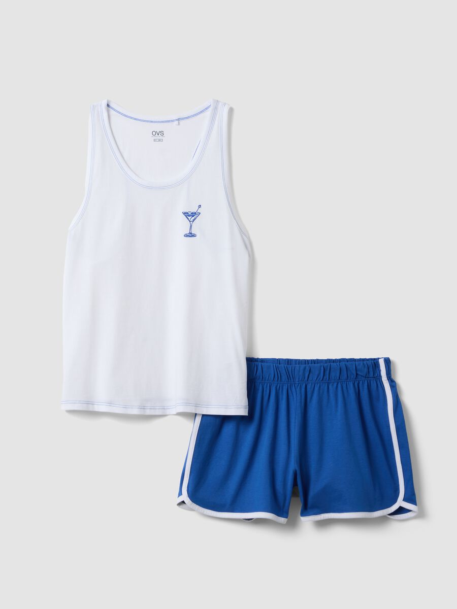 Multicolour pure cotton short pyjamas, regular fit with embroidery_4