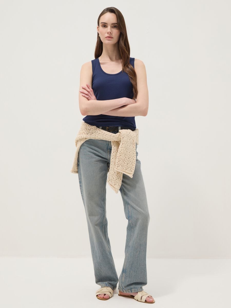 Canottiera blu in puro cotone_1