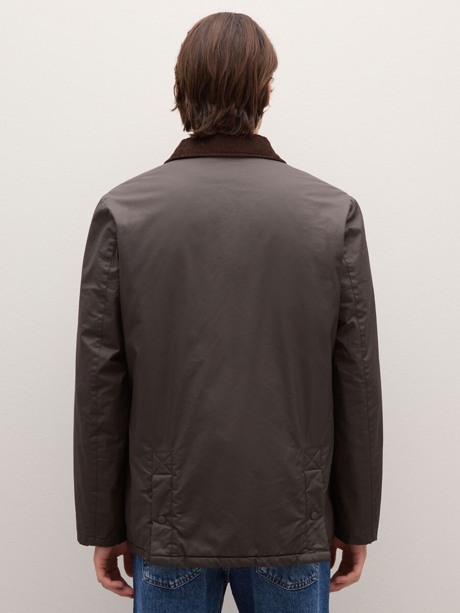 Brown padded jacket with zip and buttons_3