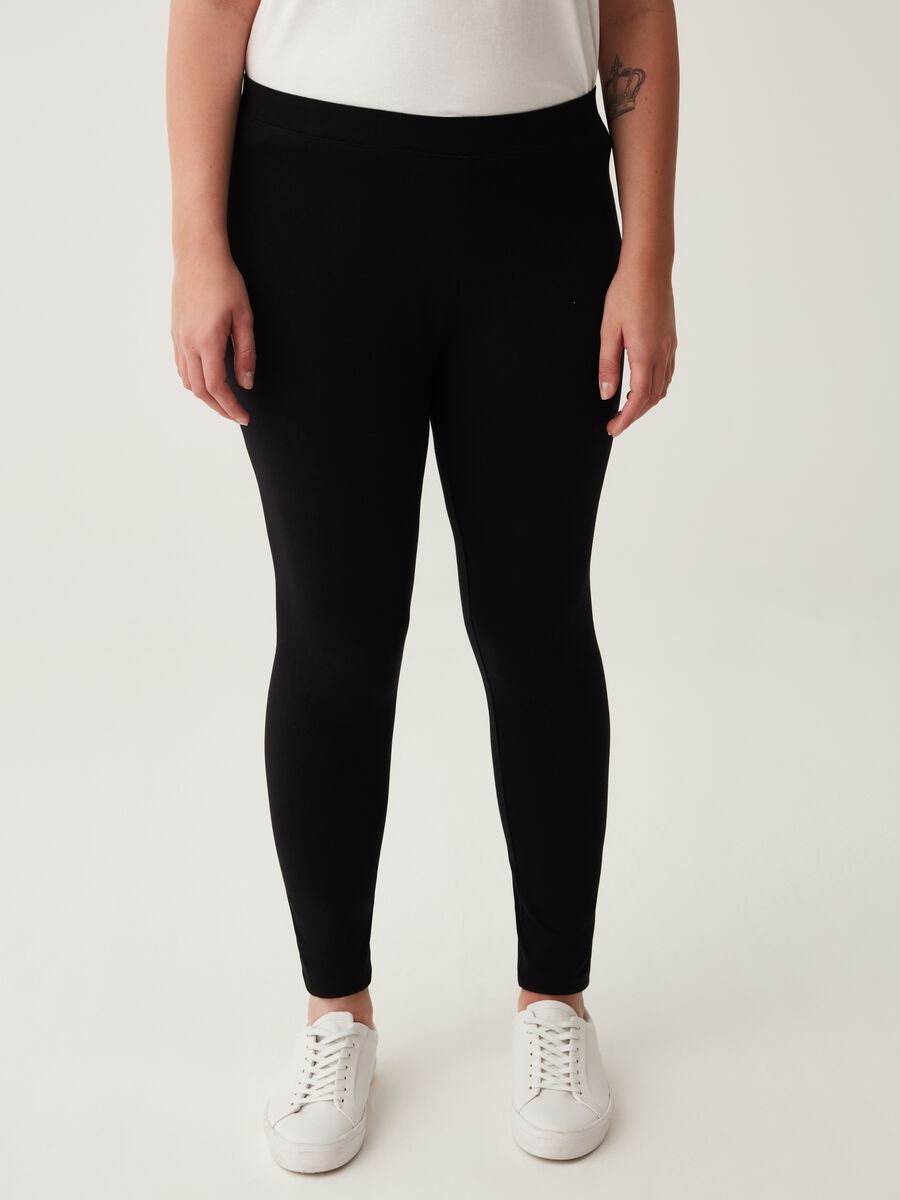 Leggings in cotone stretch tinta unita Curvy_1